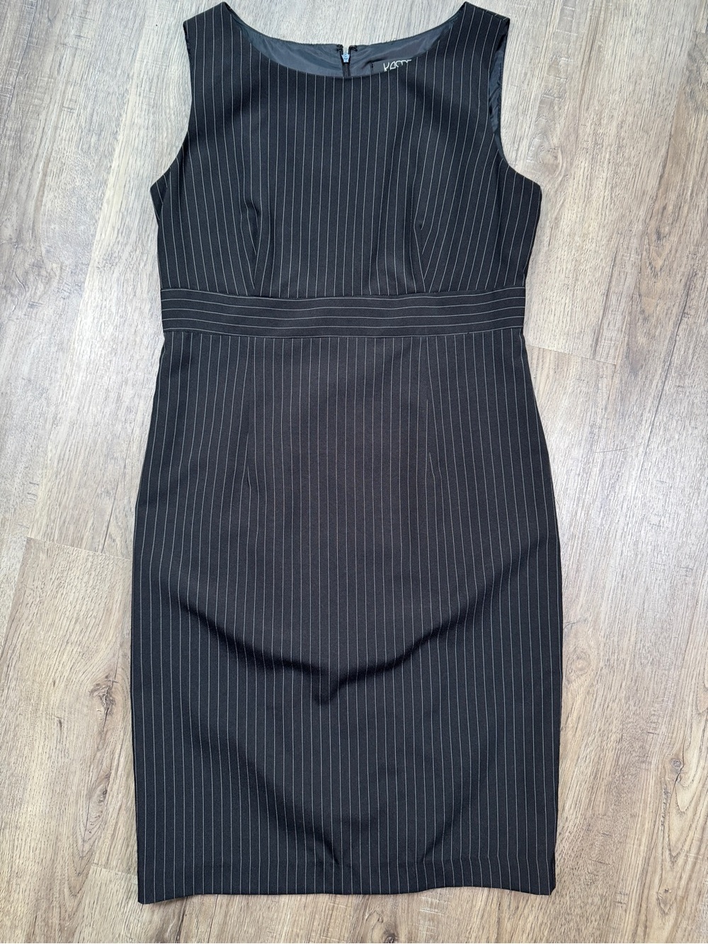 Kasper Black Pinstripe Midi Sheath Dress - Size 6